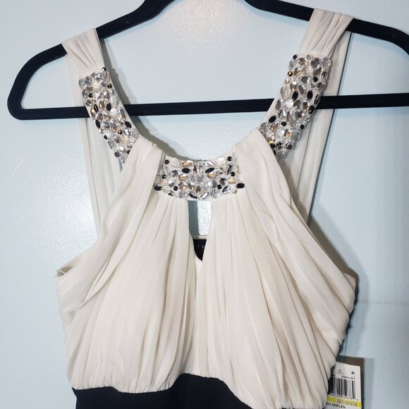 City Studio Black & White Colorblock Beaded Prom Dress Sexy Womens Size M - Picture 3 of 5